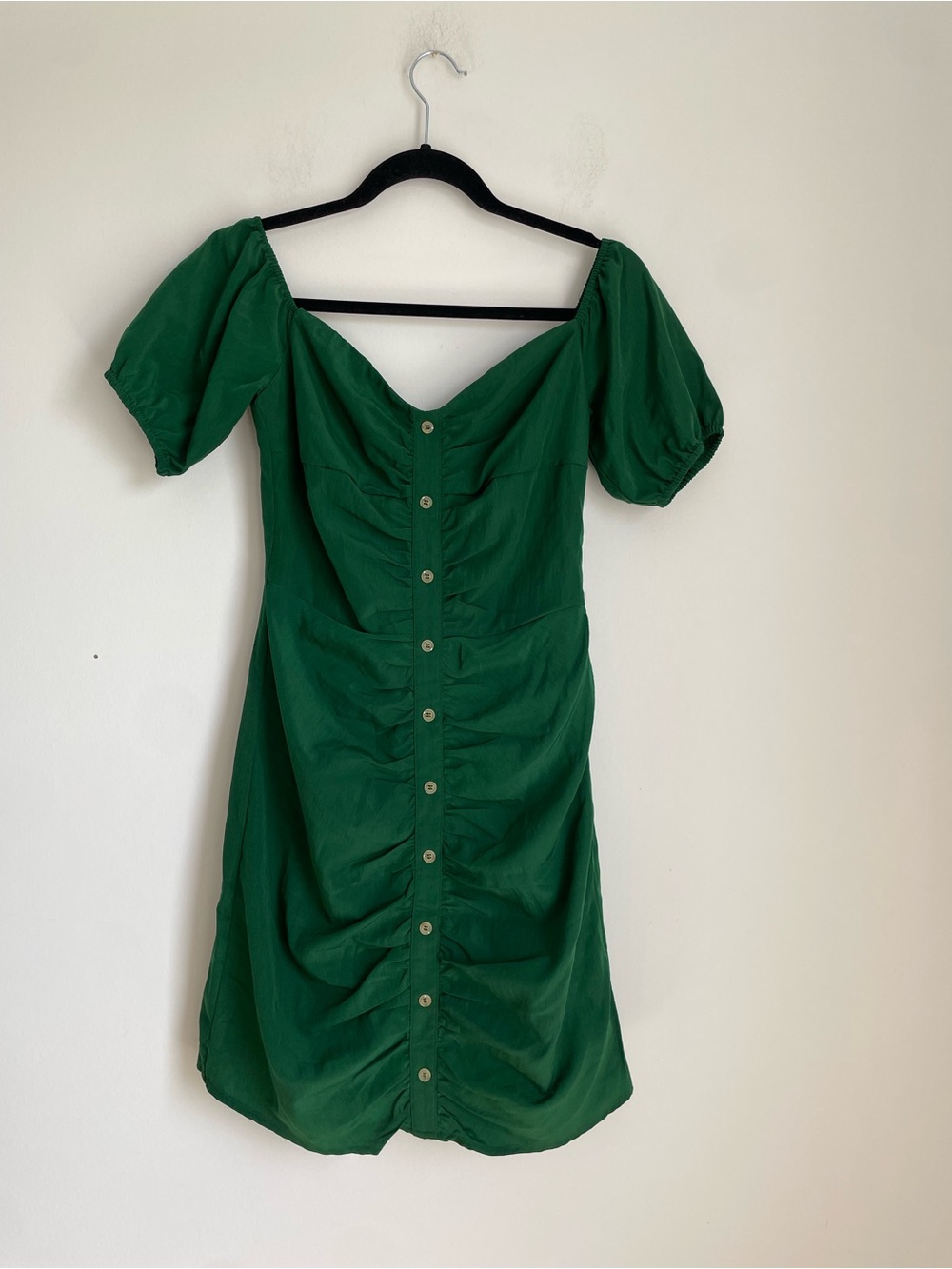Walter Baker Green Ruched Off The Shoulder Dress Size 0 NWT w/ Repair Party
